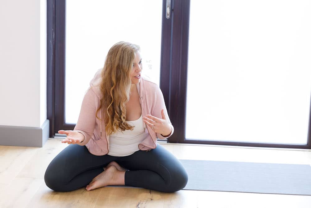 Aimee Newton teaching yoga in Milton Keynes