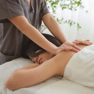 lady receiving lymphatic drainage massage in Milton Keynes